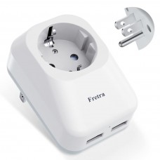Fretra Reiseadapter USA Reiseadapter Netzadapter DE EU Stecker,Reisestecker Steckdosenadapter für Amerika Kanada MexikoThailand Steckdose,Feuerfestes Material USA Adapter mit 2USB(2.4A)