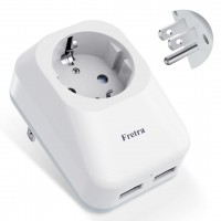 Fretra Reiseadapter USA Reiseadapter Netzadapter DE EU Stecker,Reisestecker Steckdosenadapter für Amerika Kanada MexikoThailand Steckdose,Feuerfestes Material USA Adapter mit 2USB(2.4A)